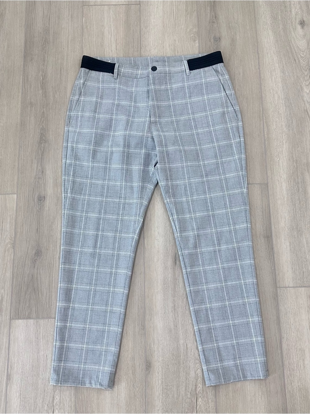 Zara man the melange pants straight leg grey plaid large